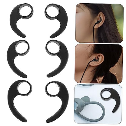 NUOBESTY 6Pcs Silicone Earphone Clip Hooks for Earbuds Slip Protective Earhooks Outdoor Sports Ear Wings in Black Large Medium Small Comfortable and Design
