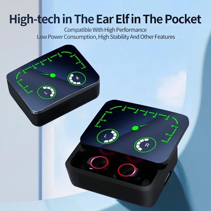 VIVIDUS M90 Max Wireless Earbuds with Noise Canceling Mic, Bluetooth 5.3, IPX-4 Waterproof, Touch Control, LED Display, Gaming Headset, HD Call, Voice Assistant, HiFi Stereo Sound, Wireless Earphone