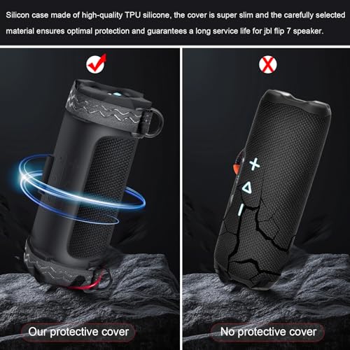 ANKHOH Case for Jbl Flip 7 Portable Waterproof Drop-Proof Bluetooth Speaker - color: Black