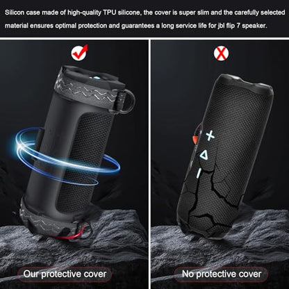 ANKHOH Case for Jbl Flip 7 Portable Waterproof Drop-Proof Bluetooth Speaker - color: Black