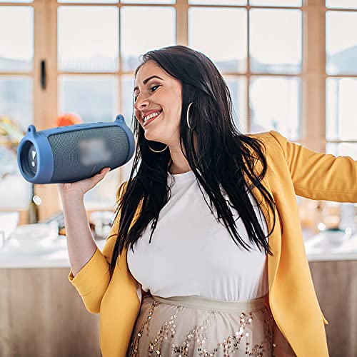Silicone Case Cover for JBL Charge 5 Waterproof Portable Bluetooth Speaker, Travel Carrying Protective Gel Soft Skin, Waterproof Rubber Pouch with Shoulder Strap and Carabiner - Blue - color: Blue