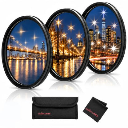 GREEN.L 55mm Star Filter Kit, 4/6/8 Point Rotatable Starburst Set - size: 55mm