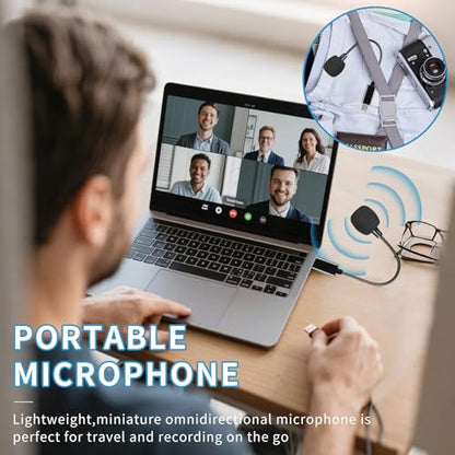 USB-C Lavalier Microphone - Omnidirectional Condenser Lapel Mic for iPhone 15/16, Android, PC, Mac, YouTube, ASMR, Vlogging - Plug & Play with Windscreen (118 inch)