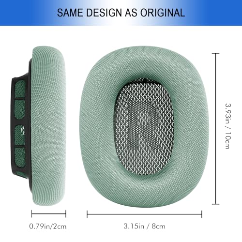 Ear Cushions for Apple AirPods Max - Mesh Fabric Ear Cups Cover Replacement | G GVOEARS Upgraded Ear Pads for Air Pods Max 1&2 Headphones (Green) - color: Green