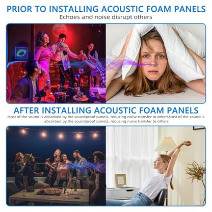 4Pack Sound Proof Foam Panels |48"×24"×2" Quick-Recovery Soundproof Wall Panels | High Density Sound Dampening Panels for Home Studio - color: 4Pack Black Pyramid