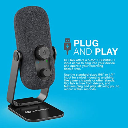 JLab, Go Talk, USB-C Microphone, Cardioid Omnidirectional, Plug and Play, Black - color: Black