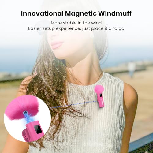 Pink Wireless Lavalier Microphone for iPhone, Noise Cancelling - color: Pink, style: A3 (2TX+1RX)