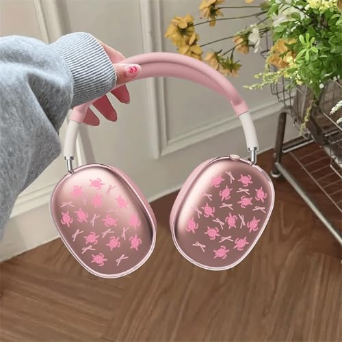 Cute Pink Bow Turtle Clear Case for Airpods Max Headphones Kawaii Sea Print Soft TPU Ear Cups Cover Anti-Scratch Silicone Ear Pad Protective Case Girl Headband Cover for Apple Airpods Max - color: Bow turtle 09