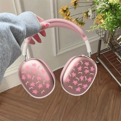 Cute Pink Bow Turtle Clear Case for Airpods Max Headphones Kawaii Sea Print Soft TPU Ear Cups Cover Anti-Scratch Silicone Ear Pad Protective Case Girl Headband Cover for Apple Airpods Max - color: Bow turtle 09