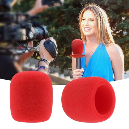 5pcs Foam Mic Cover Handheld Microphone Windscreen, Microphone Cover Foam Mic Covers, Microphone Cover Protection (Red) - color: Red