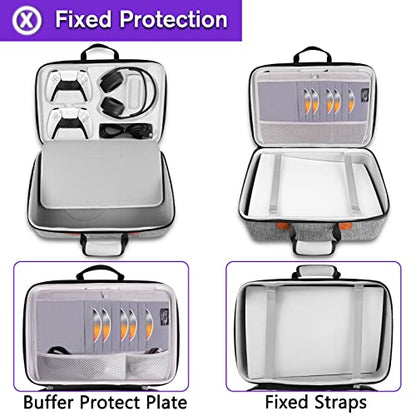 YOREPEK Hard Shell Travel Carrying Case Compatible with PS5, PS5 Pro | Travel Protective Bag Suitable for Playstation 5 Digital Edition, Console, Controllers, Headset and Gaming Accessories, Grey