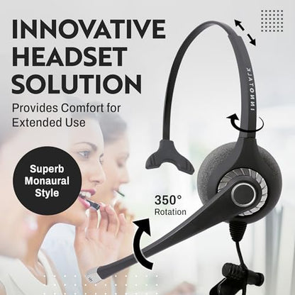 INNOTALK Phone Headset Compatible with Avaya 5620 5621 5625 6416 6424 QE4610 9404 9406 9408 9504 9508, QD Headset Adapter Cable + Noise Cancel Supersonic Monaural Desk Phone Headset - size: Superb Monaural