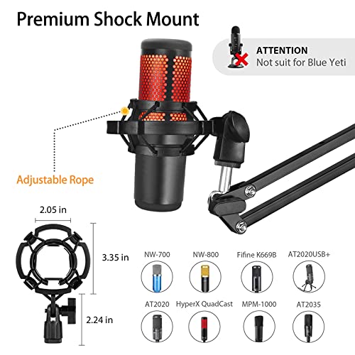 Heavy Duty Adjustable Boom Arm Microphone Stand - size: Medium Upgraded Boom Arm