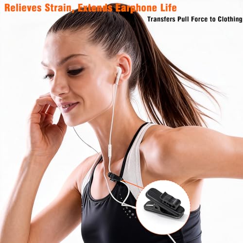 26 Pack Headphone Cable Clips, Anti-Slip Wire Holder for Earphone, Microphone, Earbud Cords - Clip to Shirt, Collar for Tangle-Free Music & Calls During Exercise, Work, Office