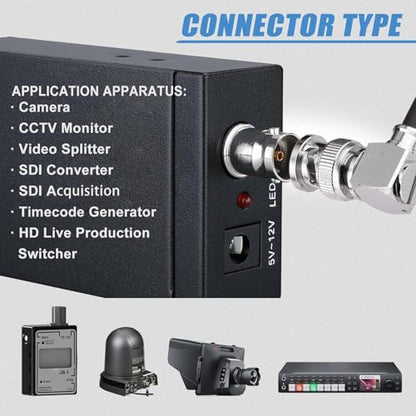 Superbat 3G/6G/12G SDI Cable 3ft 75 Ohm Thin BNC Video Cable Right Angle | Precision Flexible Belden 1855a SDI Jumper Support HD-SDI/3G-SDI/4K/8K Monitor Surveillance Camera CCTV System - size: 3ft, style: 2pcs right angle to right angle