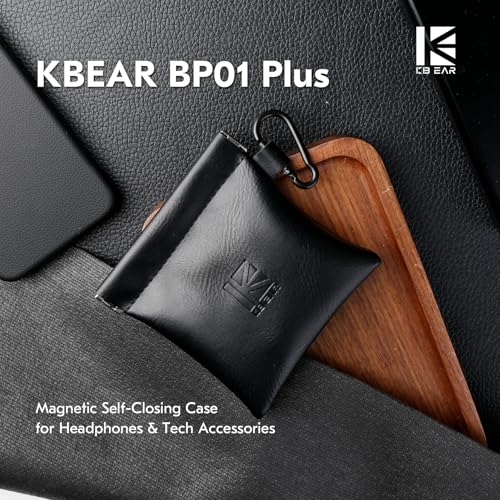 2 Pack Portable Carrying Storage Case, Earphone Storage Case Bag for IEM,in Ears,Earbuds,Travel Bag Leather Jewelry Pouch,Kbear BP01 Plus Suitable for KZ ZS10 Pro/ZS10 PRO X/AS24/Castor (Black, 2PACK)