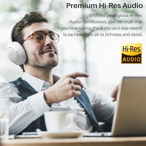 TOZO Hybrid Active Noise Cancelling Headphones, Hi Res Audio | Wireless Over Ear Bluetooth Headset, 60H Playtime, Custom EQ via App Deep Bass Comfort Fit Ear Cups, for Home Office Travel - color: White