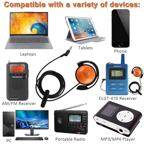 EXMAX SE-55 Foamless Single Side Earphone 3.5mm Ear Hook Big Speaker for EXD-101 ELGT-470 Wireless Tour Guide System Receiver Touring Groups Laptop MP3/4 Tablet PC Skype Switch(Left-Side Earphone)