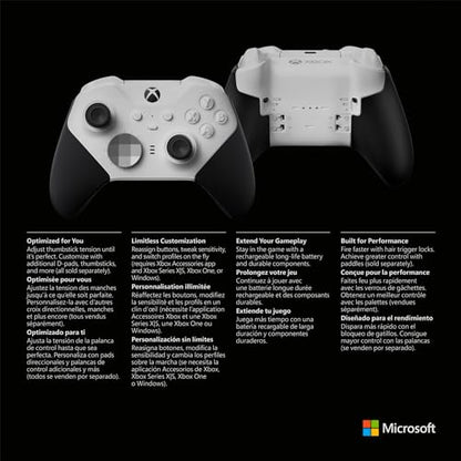 Xbox Wireless Gaming Controller | Elite Series 2 Core | White | Console, PC, and Android | Adjustable Thumbsticks | Trigger Locks - color: White