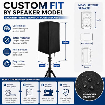 2PCS Speaker Cover for Harbinger VARI V1112 2018-Present, Water Resistant PA Speaker Cover, Heavy Duty Dust Cover with Side Zipper, Outdoor Indoor Storage Cover