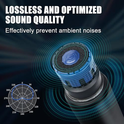 Depusheng Wireless Microphones System with 2 Channels Cordless Handheld Microfono Inalambrico, 200FT UHF Range, Mics with Stable Signal Transmission for Karaoke Singing Party Church Wedding PA Speaker