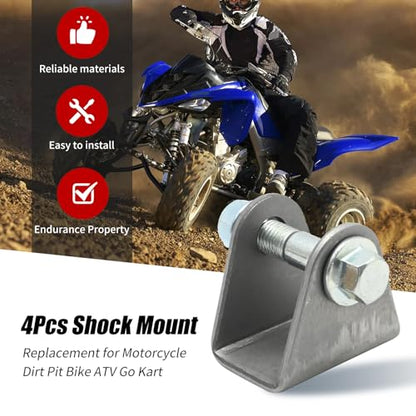 4 Pack Shock Mount, Steel Base Shock Absorption Suspension Bracket Mounting, Replacement for Motorcycle Dirt Pit Bike ATV Go Kart