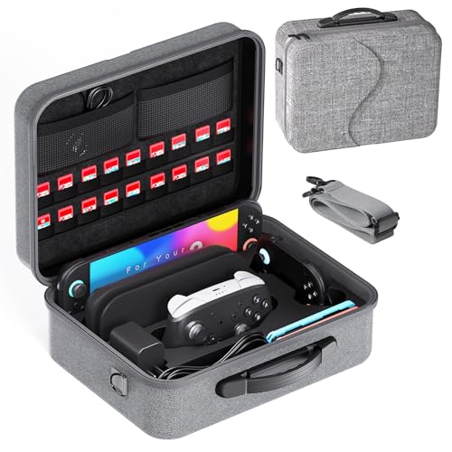 Gaekol All in One Carrying Case for Nintendo Switch 2(2025), Waterproof Large Hard Travel Storage Bag for Switch 2, Pro Controller, Joy-Cons Grip, Dock, 18 Game Card Slots and Accessories, Grey - style: All in One-grey