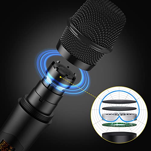 PROZOR UHF Wireless Microphone with Volume Treble Bass Echo Control, Wireless Rechargeable Mic Dual Handheld Dynamic Mic System (Bluetooth UHF Base Station – Echo/Treble/Bass Control) - style: Base Station Bluetooth UHF Mic – Echo Control