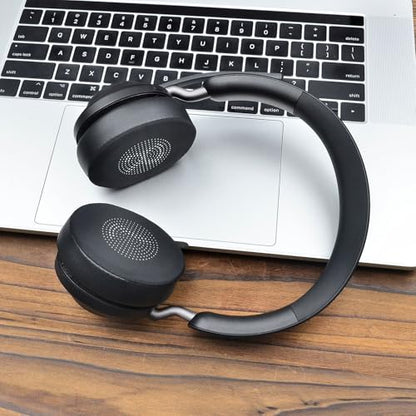 Jabra Elite 45h Evolve2 65 UC 무선 헤드폰용 젤 교체용 이어 패드 쿠션, 부드러운 단백질 가죽 폼 베개 쿨링 귀마개 커버 컵 포함