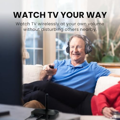 Avantree HT5009 Plus -Wireless TV Headphones with aptX-Adaptive Transmitter | TV Watching via Optical, AUX or Bluetooth, Clear Voice & Volume Boost for Seniors, Comfor Fit, 60H Playtime & Charging Dock