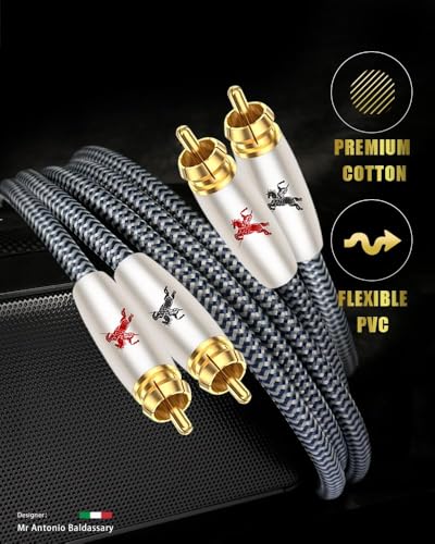 Premium 2RCA Audio Cable, Dual Male to Male, 0.75m(2.4ft), 24K Gold-Plated, OFC, for Turntable/Amp/Speaker/Audio - color: 2RCA Cable, size: 2.4FT/0.75m