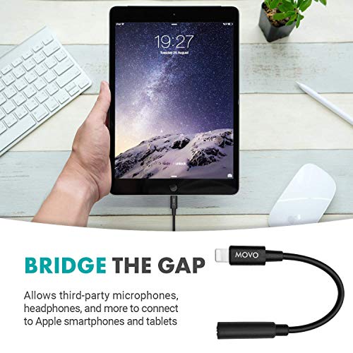 Movo IMA-2 3.5mm TRS to Lightning iPhone Headphone Adapter - Apple Aux Adapter for Mics and Headphones - 3.5 mm TRS Audio Cable to Lightning Adapter