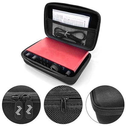 Musiin Audio Interface Case Compatible with Focusrite Scarlett 2i2 4th Gen | Hard shell case with velvet lining and mesh pocket for Audio Interface and Roland AIRA Compact gear. - color: Black