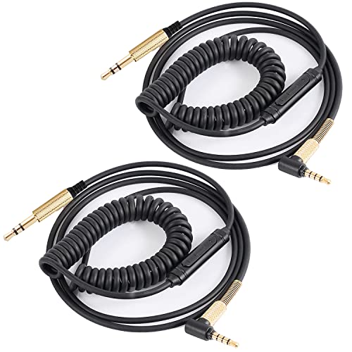 FAAEAL Solo4 Coiled Audio Cable Replacement for Beats Studio3 Solo3 Marshall Major3 Major4 Headsets 3.5mm in-line Mic Volume Control Headphone Cord(8ft w/mic 2-Pack) - size: 4.2ft-8ft(w/mic 2-Pack)