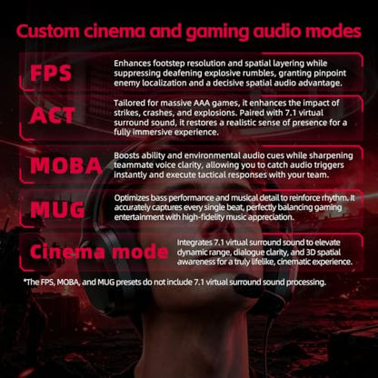 FiiO FG3 Gaming Headset, Dual Dynamic Driver USB Headphones with Detachable ENC Microphone, Virtual 7.1 Surround Sound, Hi-Res DAC, DSP EQ, Compatible with PC, PS5, Xbox & Switch