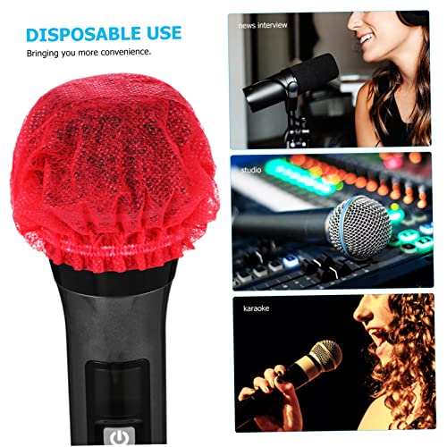 UPKOCH 100Pcs Disposable Microphone Covers Non Woven Handheld Mic Shield Odor Windproof Protection for Ktv Events and Performances