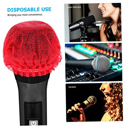 UPKOCH 100Pcs Disposable Microphone Covers Non Woven Handheld Mic Shield Odor Windproof Protection for Ktv Events and Performances