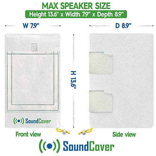 Two White Waterproof 600D Outdoor Speaker Covers for C-Bracket Mounted Speakers – Fits Yamaha NS-AW294, Polk Atrium 6, Bose 251 (Max Dimensions: H 13.6" x W 7.9" x D 8.9") - size: Medium