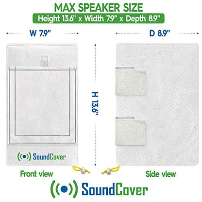 Two White Waterproof 600D Outdoor Speaker Covers for C-Bracket Mounted Speakers – Fits Yamaha NS-AW294, Polk Atrium 6, Bose 251 (Max Dimensions: H 13.6" x W 7.9" x D 8.9") - size: Medium