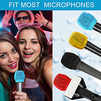240 Pcs Disposable Microphone Covers,Non-Woven Elastic Band Windscreen Mic Covers Cover Microphone Protective Cap for Most Handheld Microphone Press Conference,Recording Room and Any Shared Environmen