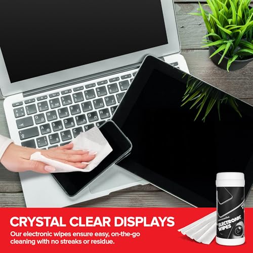 Electronic Screen Cleaner Wipes (80 Count, 2 Pack), Streak Free Pre-Moistened Wipes for Cleaning TVs, Laptops, Phones, Watches, Glasses, Cameras and Computer Screens