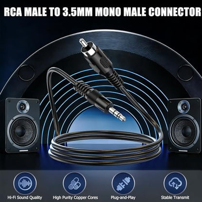 RCA to 3.5mm Mono, 2 Pack 6ft 3.5mm 1/8 inch Mono Male Plug to RCA Male Audio Cable Adapter, for Speakers, Subwoofer - size: 2 Pack