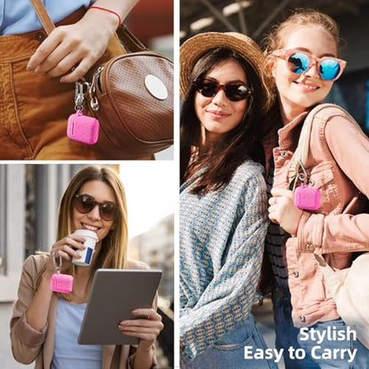 Lerobo for AirPod Case 2nd/1st Generation with Keychain | Flower Engraved Soft Silicone Cover for AirPods 2 Case, Wireless Charging, Shockproof, One-piece Design, Rose Pink - color: Rose Pink
