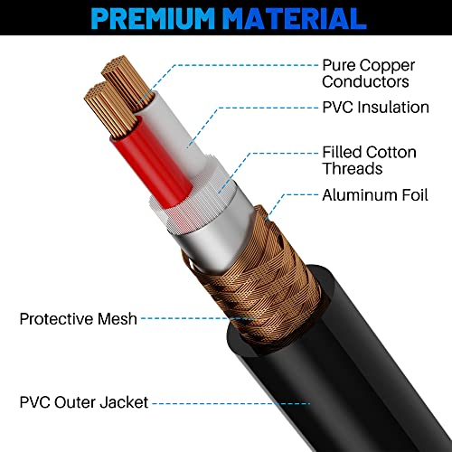 Kxable XLR Microphone Cable 35 Feet, 3 Pin Shielded Balanced Male to Female Mic Cord, Zinc Alloy Shells, OFC, Heavy-Duty Patch Cable for Amplifier, Speaker, Mixer with 5 Cable Ties - size: 35 Feet, style: 1-Pack