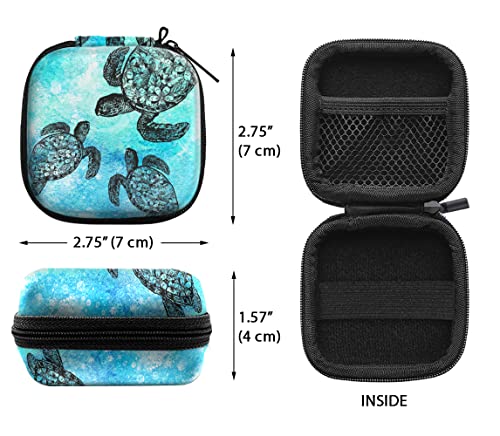 WIRESTER Portable Wireless Headphone Case, Earphone Storage Bag Carrying Case, Earbud Holder with Black Carabiner Compatible with Airpods - Ocean Sea Turtles - color: Ocean Sea Turtles