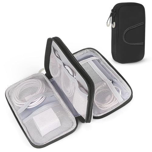 Electronic Organizer, Travel Cable Organizer Case - Compact 8-Pocket Pouch for Chargers, Cords & Tech Accessories (8.2x5.9x2 Inch)