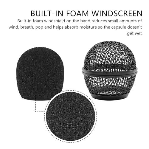 Musiin Microphone Replacement Grille for SM58, BETA 58A(Black 2 Pack) | SM58-LC, SM58S, SV100, PGX24, SLX4 microphone head cover, microphone ball head grille, pickup head parts