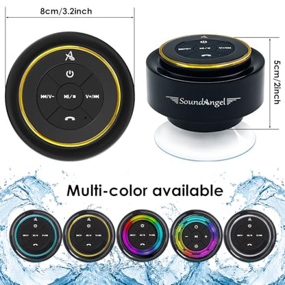 XLEADER (Upgraded Pro Shower Speaker, Certified IPX7 Waterproof Bluetooth Speaker, 8W Crystal Sound&Rich Bass, 15H Playtime, with Suction Cup&Silicone Lanyard,Ideal Gifts, SoundAngel Mate(2 Gen) Gold - color: B Gold