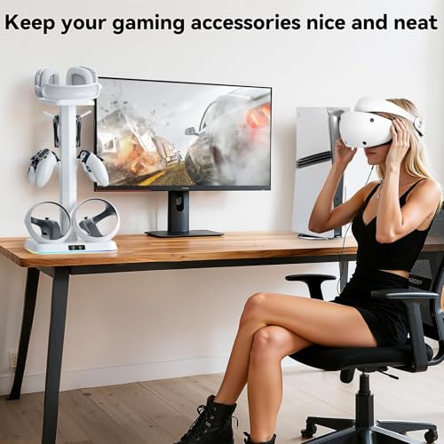 Kosker PSVR 2 Charging Stand & Headset Stand, for Meta Quest 2/3/3S - color: updated white