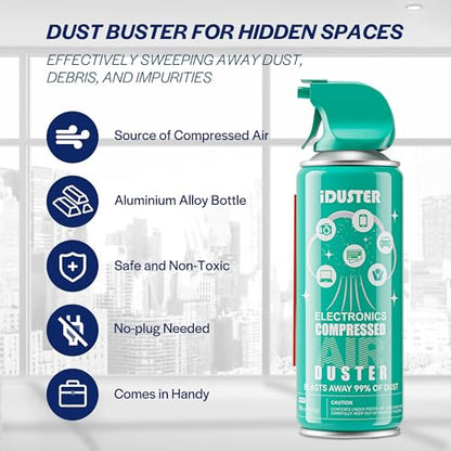 Compressed Canned Air Duster for Computer - iDuster Air Duster Compressed Air Can, 2PCS(10oz) - size: 10oz-2PCS